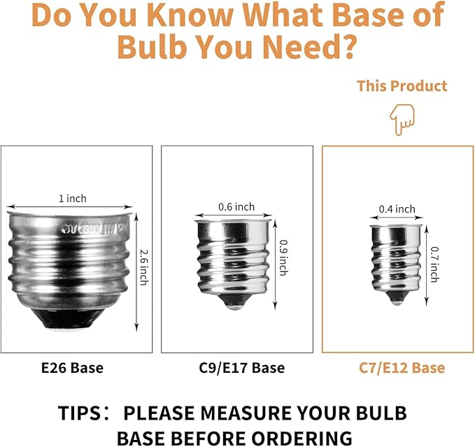 Brightown G40 Replacement Light Bulbs, 25 Pack 5W Clear Globe Bulb fits E12 C7 Candelabra Screw Base Sockets, 1.5 Inch Dimmable Light Bulbs for Indoor Outdoor Patio Decor, Warm White