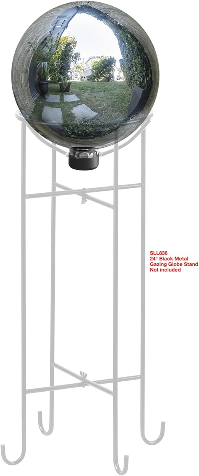 Alpine Corporation 10" Diameter Indoor/Outdoor Glass Gazing Globe Yard Decoration, Silver