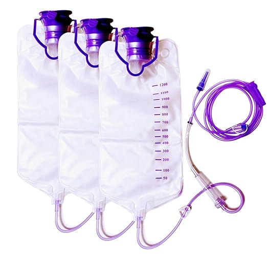 Water Drip Bags,1200ml Nutrition Bag Fluid Dripper Supply with Large Bore & Tube for Plants, 3 Pcs