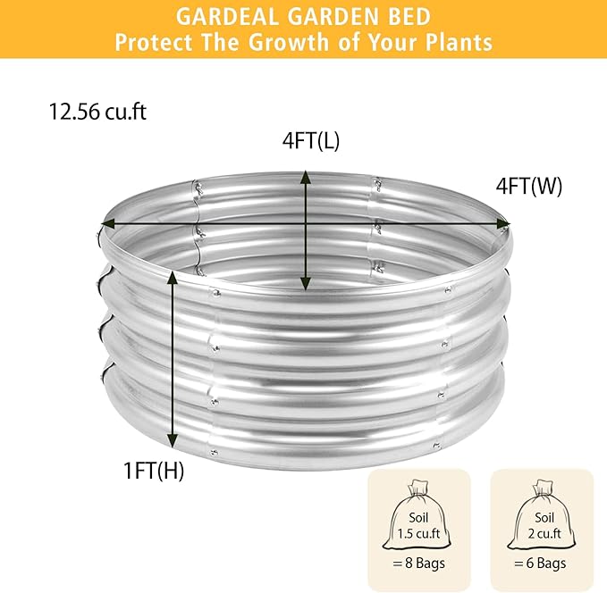 Outdoor Metal Galvanized Raised Planter Box,Rectangular Large Garden Bed Kit for Vegetables, Fruits, Flowers and Herbs 4X2X1 FT (4X4X1)