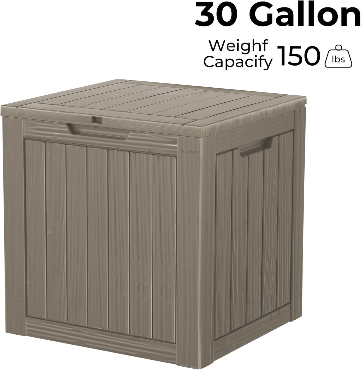 35 Gallon Waterproof Large Resin Deck Box Indoor/Outdoor Lockable Storage Container and Seating for Garden, Pool, and Patio (35 Gallon, Grey)
