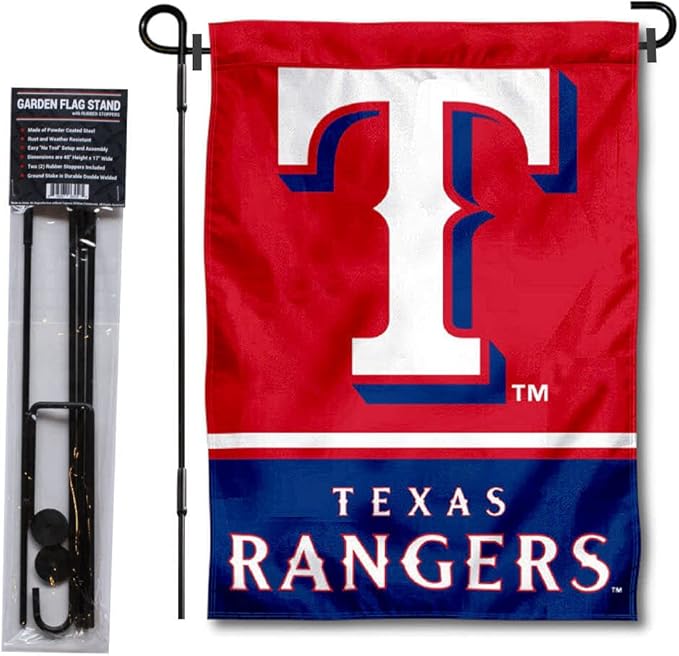 WinCraft Texas Rangers Garden Flag with Stand Holder