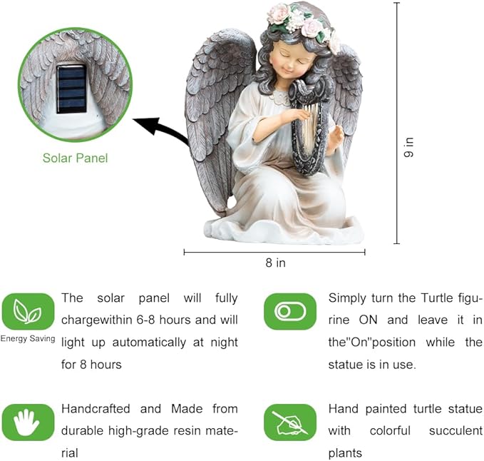 Solar Garden Statues Outdoor Angels Lights, Unique Housewarming Garden Gifts for Women Mom Wife Grandma and Sisters，Cute Angels Sculpture Decoration for Patio, Terrace, Balcony, Lawn