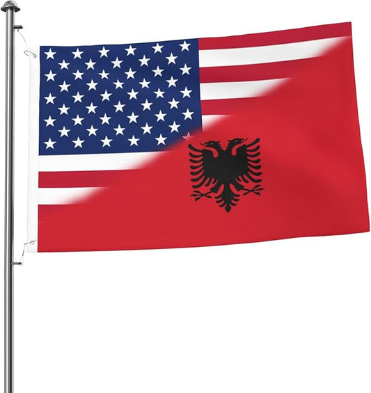 Vintage America Albania Albanian Flag Garden Yard House 2x3 ft Flags Double Sided Print Banner Indoor Outdoor Party Home Decorations for Boat Dorm House Balcony