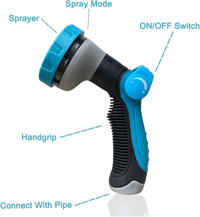 75Ft Non-Expandable Garden Hose, Flexible Water Hose with 10-Pattern Spray Nozzle, Lightweight Hose Pipe, Kink-Free, Leak-Proof, 3/4" Solid Metal Fittings