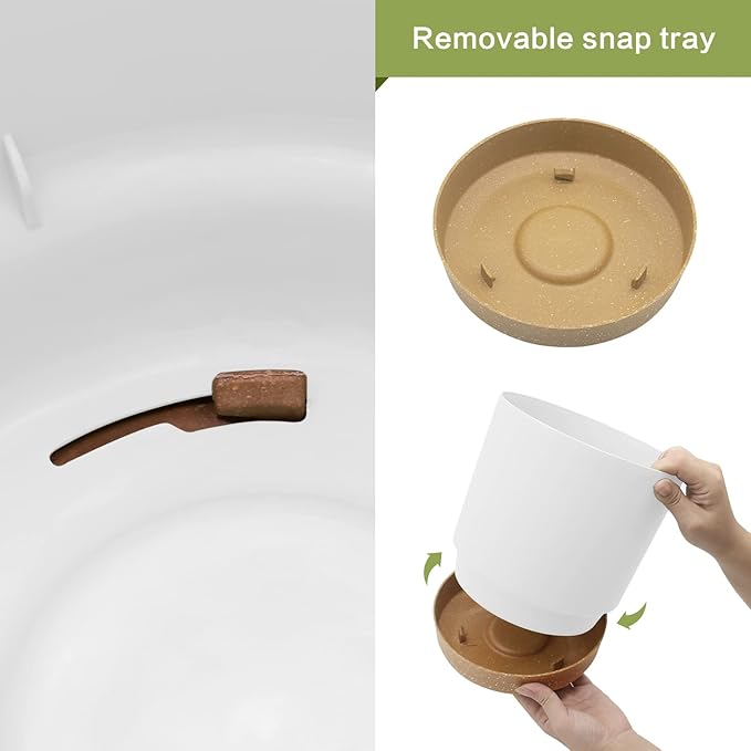 QCQHDU 6.5 inch Plant Pot, 2 Pack Planters for Indoor Plants with Drainage Holes & Saucer, Outdoor Flower Pots Home Garden Modern Decor