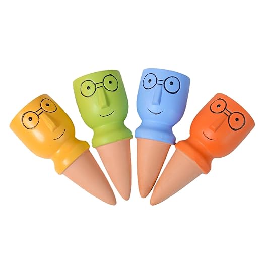 4 Pack Plant Watering Devices, Terracotta Watering Spikes, Vacation Self Watering Planter Insert, Automatic Plant Waterer for Indoor Outdoor Plants (Big Head)