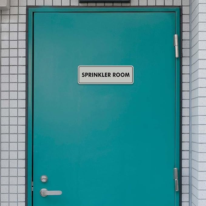 Signs ByLITA Standard Sprinkler Room Sign (Light Grey/Burgundy) - Large