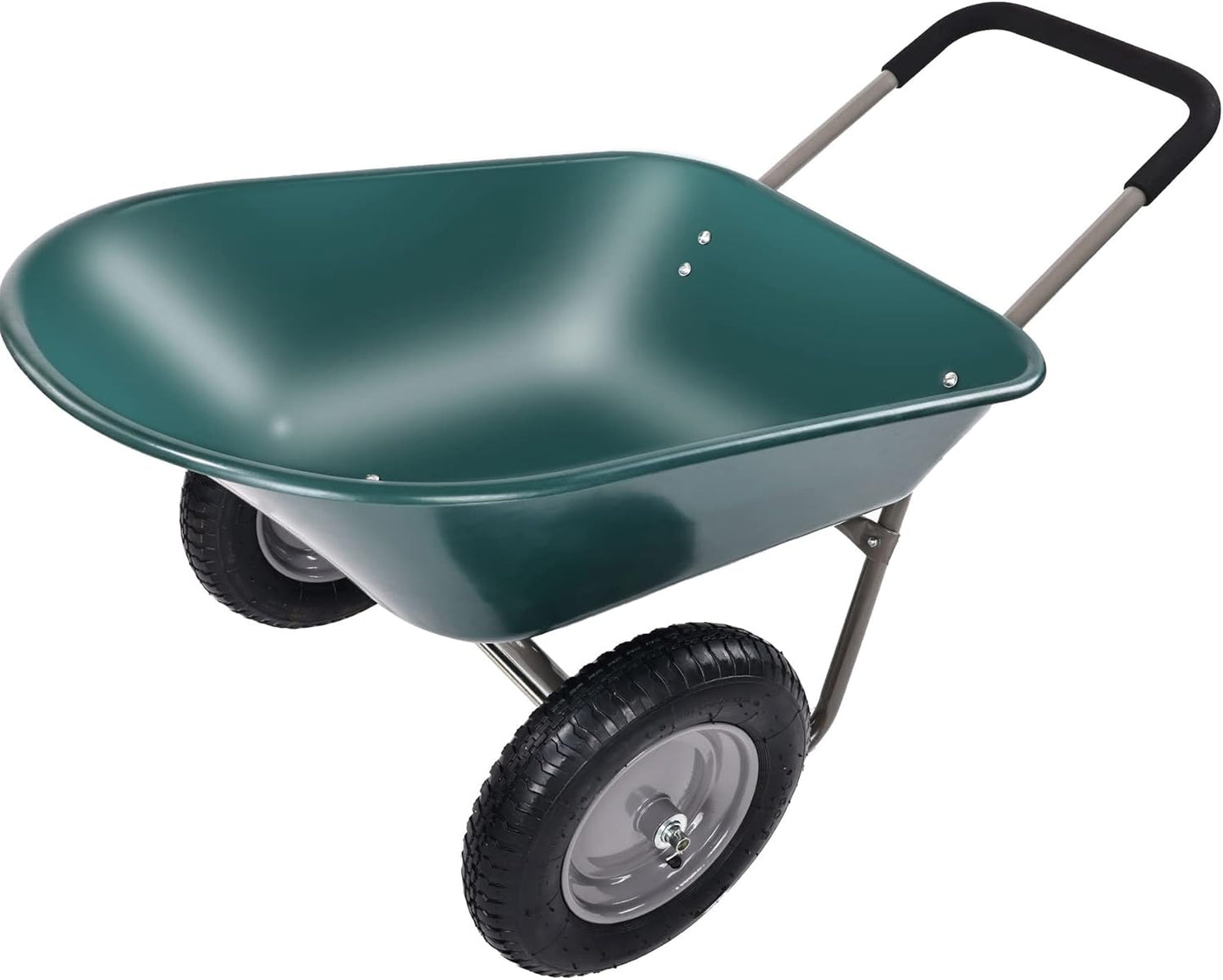 Dual-Wheel Home Garden Yard Utility Wheelbarrow Cart with Built-in Stand