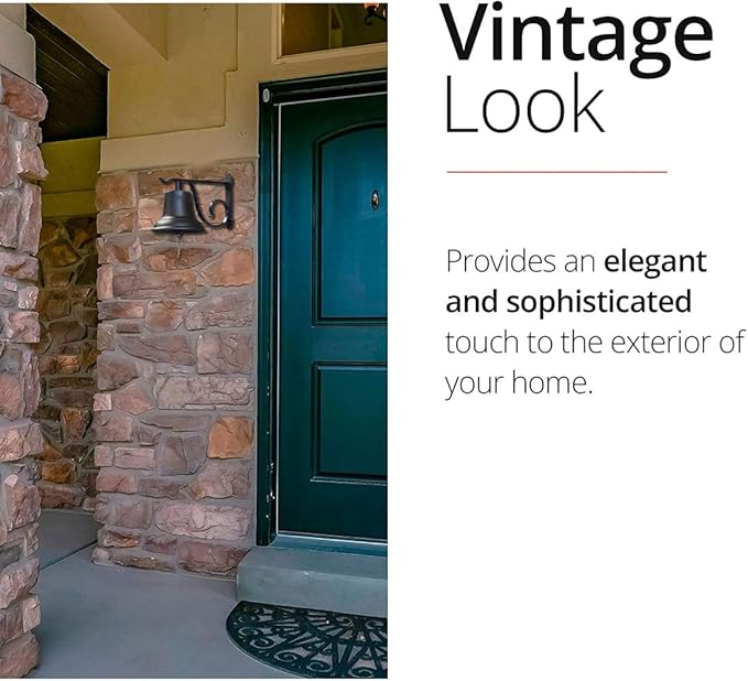 NACH Rustic Cast Iron Doorbell, Medium Door Bells for Homes, Classic Dinner Bell, Black Doorbell, 12.2 x 7.7 x 8.3 Inches, JS-90-096