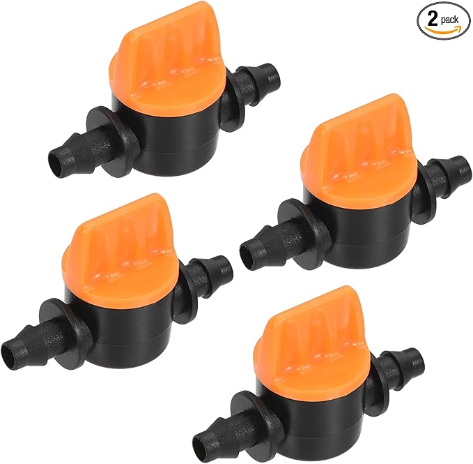 MECCANIXITY Micro Ball Valve 1/4" Barb Connector Shut Off Switch Plastic for Irrigation Drip Tube 2 Pack