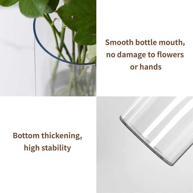 Clear Flower Vase, Non-breakable Vases, 6" W x 16" H, Acrylic Vase, Aesthetic Room Decor Cylindrical Modern Flower Vases for Table Centerpiece, Home Decor, Women Floral Arrangement Gift