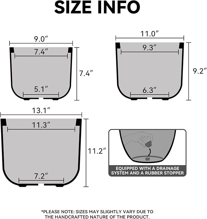 Kante Round Concrete Planter, 9 Inch Dia Classic Style Large Plant Pot with Drainage Hole for Indoor & Outdoor Plants, Ideal for Home, Patio, Garden, White