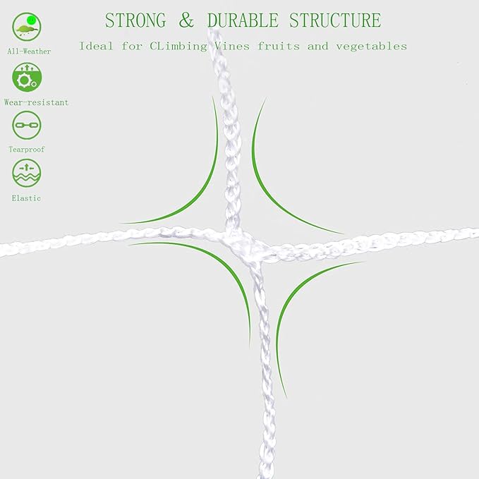 All-Weather Trellis Netting Mesh Plant Garden Vine Growing Flexible String Net (3.5" Mesh ployester, 5' Wx 30'L)