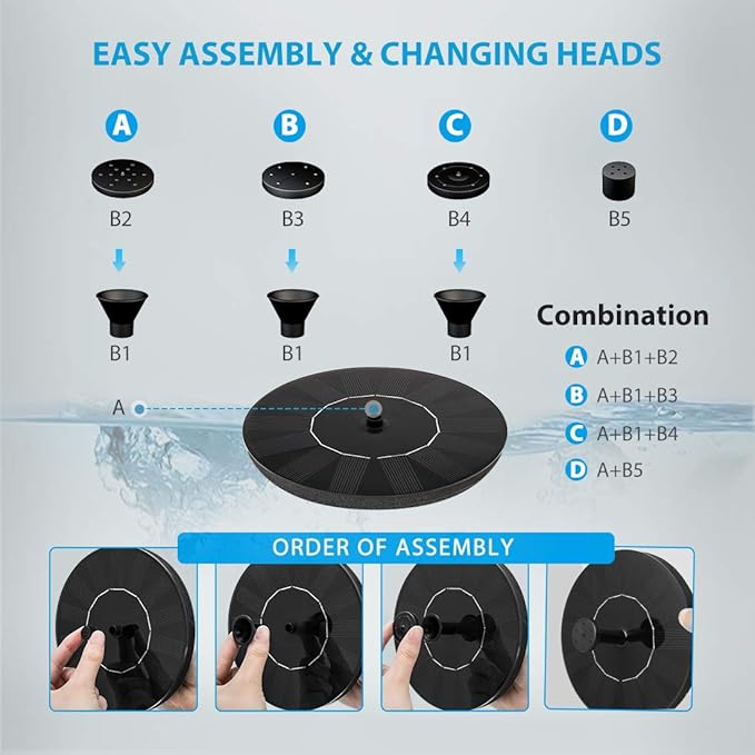 VIVOHOME Polyresin Antique Outdoor Golden Garden Bird Bath and Solar Powered Round Pond Fountain Combo Set