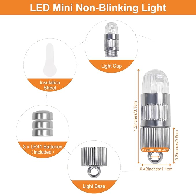 SumDirect Pack of 50 LED Mini Non-Blinking Lights for Paper Lanterns Balloons Floral Wedding Halloween Christmas Party Decoration Centerpieces (50, White)