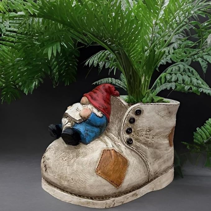 Cute Planter Pot Suitable for Indoor and Outdoor, Small gnome Resin Succulent Plant Flower pots, Decorative Fun Flower pots with Drainage Holes, Ideal Home and Garden Decoration Gifts