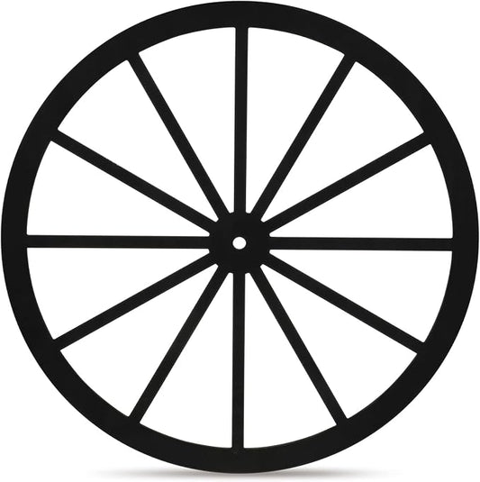 Wood Wagon Wheel Decorative Old Western Style Wagon Wheel Decor Vintage Rustic Wall Hanging Wood Cartwheel Decor for Garden Bar Patio Garage Farmhouse(30 Inch,Black)