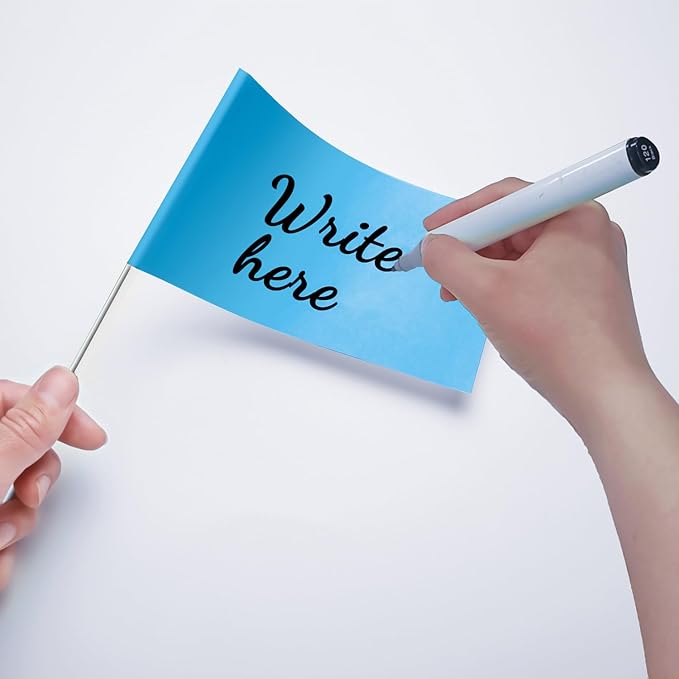 Zozen 50Pack Blue Marking Flags, Writable/15x4x5 Inch, Yard Flags for Lawn & Irrigation & Landscape & Sprinkler & Survey & Dog Training.