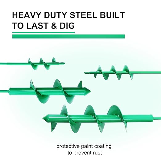 4 Pack Garden Ground Earth Spiral Drill Bit for 3/8" Hex Drive Drill, Auger Drill Bits for Bulbs Planting, Hole Digger Flowers,Bedding Digging Plant Rapid Planter Tool