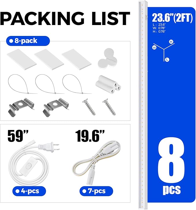 Barrina T5 Grow Lights, 5000K Full Spectrum Plant Growing Lights, 2ft 80W (8 x 10W, 500W Equivalent), LED Grow Light Bulbs, Plant Lights for Indoor Plants, Greenhouse, Plug and Play, 8-Pack