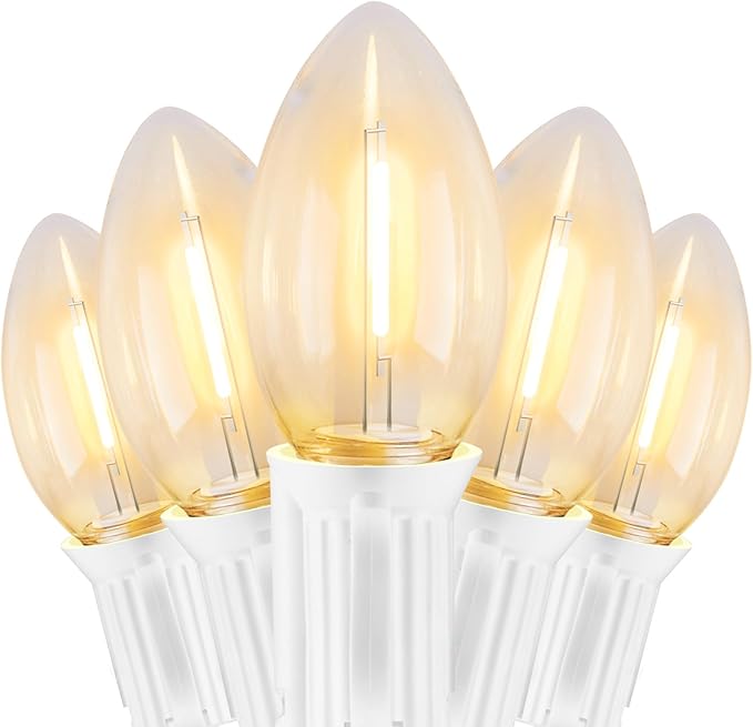 Vintage C9 LED Christmas Lights Outdoor, 50Ft C9 String with 50 Shatterproof Colorful Bulbs, Waterproof Connectable Christmas Tree Lights for Roofline Holiday Garden Party Xmas Decorations