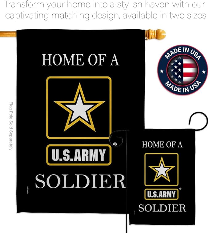 US Army Army Soldier Garden Flag Set Wall Holder Armed Forces Rangers United State American Military Veteran Retire Official House Decoration Banner Small Yard Lawn Proch, 13 x 18.5 inch, Made In USA