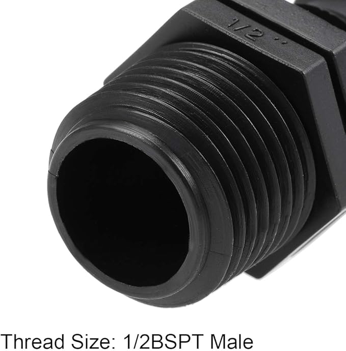 uxcell Barb Drip Pipe Connector 1/2 BSPT Male Thread 16PE Hose Fitting for Garden Agricultural Irrigation System, Plastic 10pcs