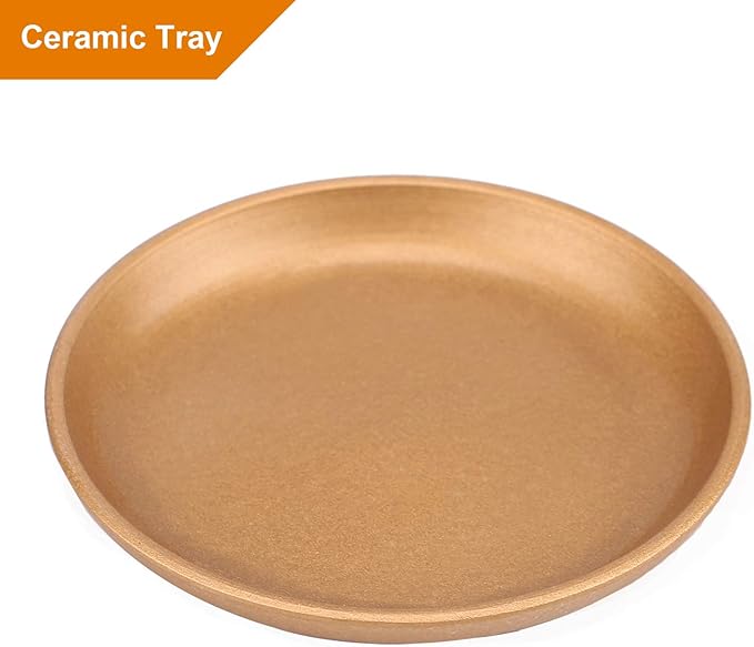 7 Inch Ceramic Plant pots (Set of 2), 7 Inch 5.5 Inch Modern Flower Planter, Gold Marble Gardening Pots with Drainage Hole and Saucer for Outdoor Indoor Yard Garden Home Office Decoration.