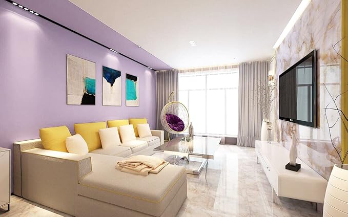 Dimoon 118''x17.7'' Purple Peel and Stick Wallpaper Contact Paper Modern Self Adhesive Wall Paper Removable Renter Friendly Textured Solid Color Shelf Cabinet Vinyl Roll (118''x17.7'',Purple)