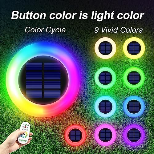 Intelamp Colorful Solar Lights for Outside Garden and Backyard Decor - Color Changing Pathway Lights for Yard, 2 Pack
