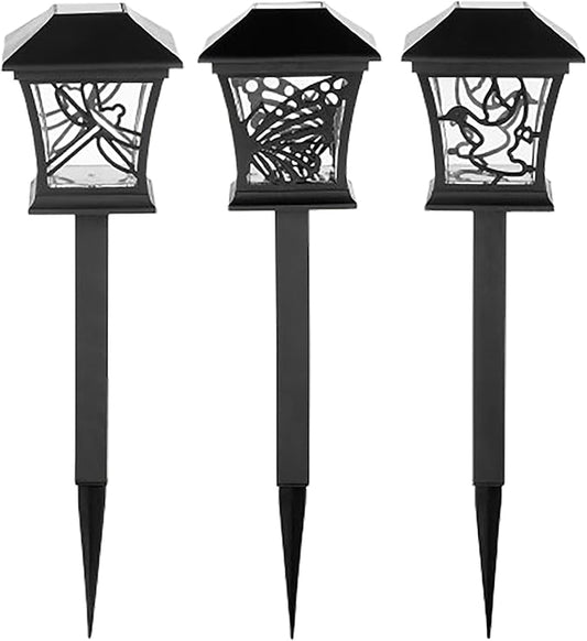 Alpine Corporation Solar-Powered Nature Inspired Pathway Lights, 3-Piece