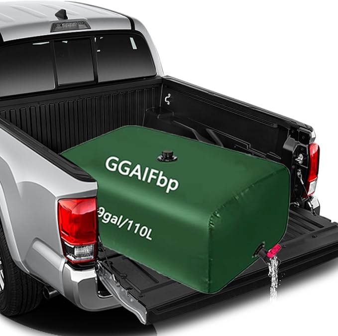 Water Storage Bladder 29Gal/110L Portable Large Capacity Water Storage Containers,Foldable Emergency Water Tank Water Bag W/Spigots and Overflow Kit for RVs, Fire Prevention, Irrigation