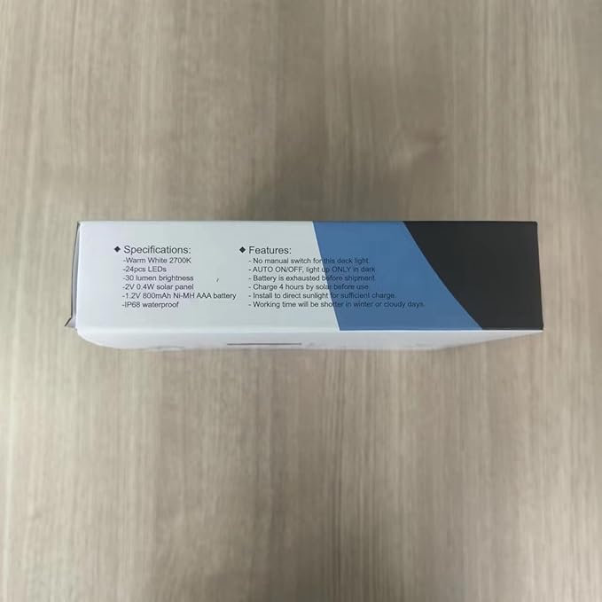 Lacasa Solar Deck Lights, 8 Pack 30LM LED Dock Lights Warm White 2700K, Outdoor Solar Powered Step Lights Light up All Night IP68 Waterproof Auto ON/Off for Garden Stairs Driveway Pathway Lighting