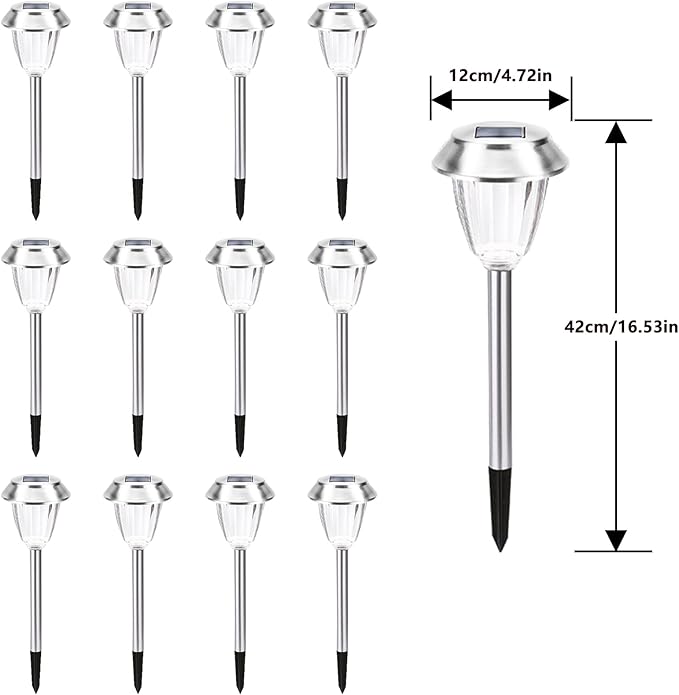 Solar Pathway Lights - 12 Pack Landscape Lawn Solar Lights Outdoor Waterproof，Super Bright LED Warm White & IP65 Garden Lights Stakes for Path, Yard Decoration, Driveway, Walkway