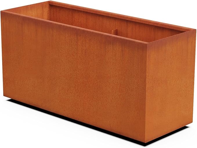 Corten Steel Planter Rectangle Outdoor Metal Garden Box Heavy Duty | Made in USA | Fully Assembled