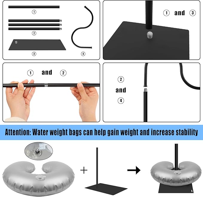 Hummingbird Feeder Stand, Adjustable 20-63 Inch Shepherds Hook for Outdoor Indoor, Bird Feeder Pole with Base & Water Weight Bag for Wind Chimes, Hanging Plants(Hummingbird Feeders Not Include)