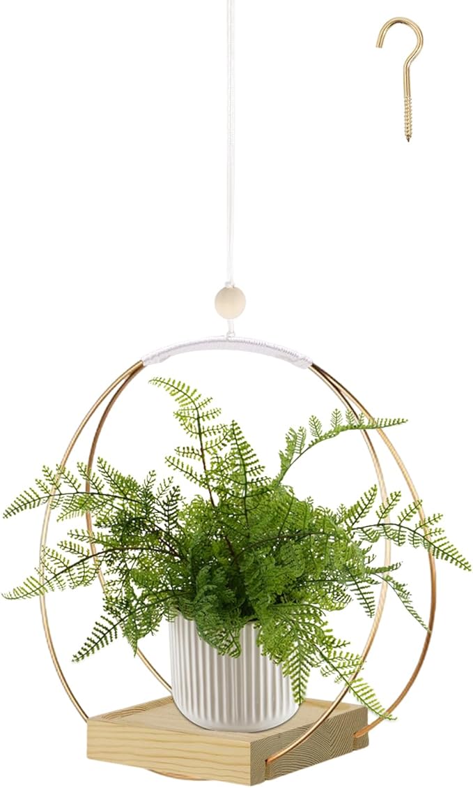 Hanging Planters for Indoor Plants, Plant Hanger with Sturdy Wood Base,Modern Boho Macrame Plant Hanger,Wall Ceiling Window Stands(Plants/Pots Not Included)