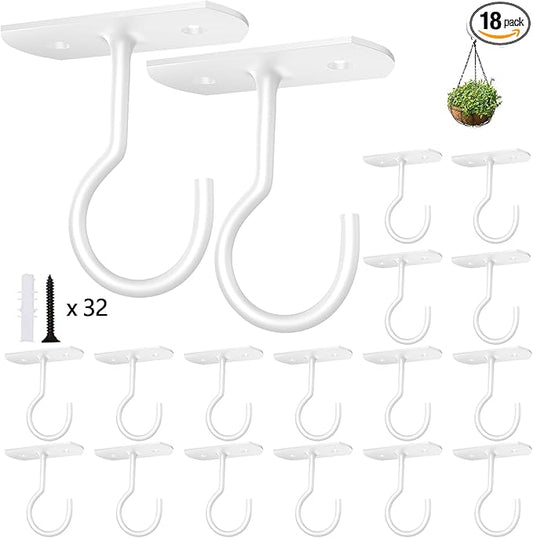 Ceiling Hooks for Hanging Plants 18Pack,2.5 inches White