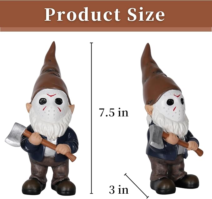 Garden Gnomes Table Decor Horror Decor Gnome Statue Holding Axe for Table Decoration Brown