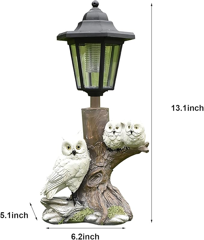 Solar Garden Outdoor Decor Statues Cute Dazed Owls with Light,Outside-Outdoor Decorations Sculptures for Patio Yard Lawn Walkway Ornaments Clearance Gifts for Mom Grandma Birthday