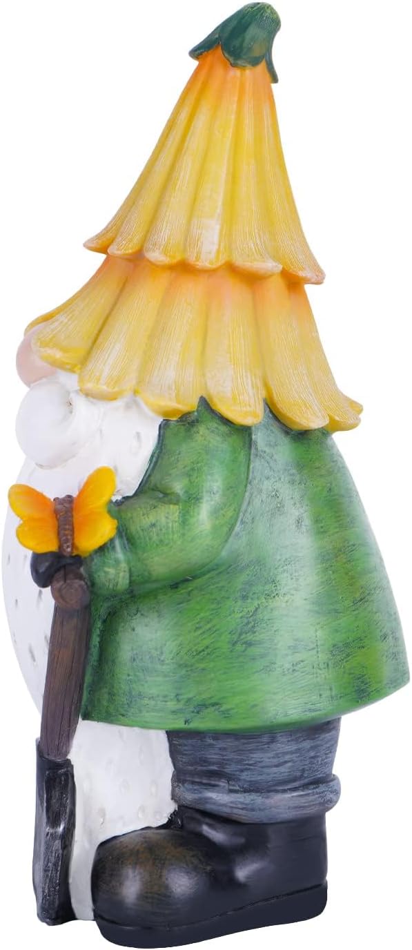 Topadorn Garden Gnome Outdoor Gnome Statue Resin Sculpture Outdoor Figurine with Yellow Hat for Garden Decoration,11 Inch