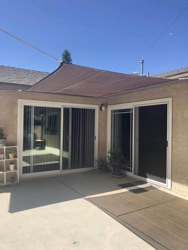 Eden's Decor Straight Flat-Edged Sun Shade Sail Rectangular 5' x 14' Brown UV-Blocking Outdoor Canopy Fabric Cloth Awning for Pergola Patio Garden Backyard Custom Size