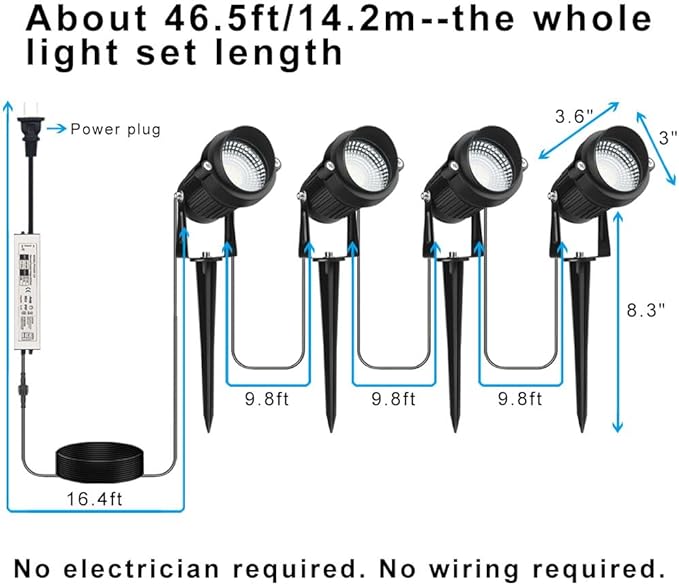 Landscape Lighting, 24W RGB Spot Lights Outdoor for Yard with Transformer & Remote 12 Colors and 19 Modes Outdoor Lights for House Lawn Tree Flag Garden Driveway Backyard Fence Plant, 4 Pack