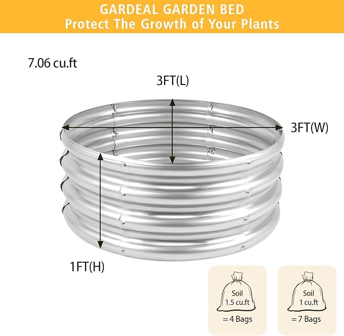 Outdoor Metal Galvanized Raised Planter Box,Rectangular Large Garden Bed Kit for Vegetables, Fruits, Flowers and Herbs 4X2X1 FT (3X3X1)