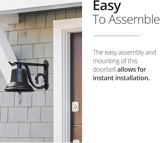 NACH Rustic Cast Iron Doorbell, Large Door Bells for Homes, Kitchen Door Bell, Dinner Bell, Black Doorbell, 19.3 x 11.8 x 13 Inches, JS-90-098