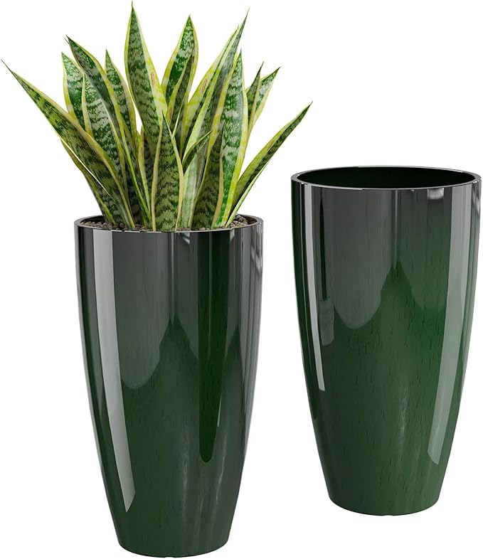QCQHDU 21 inch Tall Planters for Indoor & Outdoor Plants, 2 Pack Sturdy Plant-Flower-Tree Pots for Front Porch Patio Deck Living Room Decor