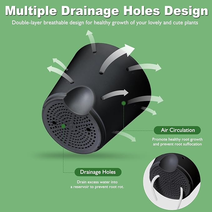 Orchid Pots with Holes, 6 Inch Self Watering Orchid Pot 2 Pack Plastic Plant Pots for Orchid, Flower (Black+Brown)