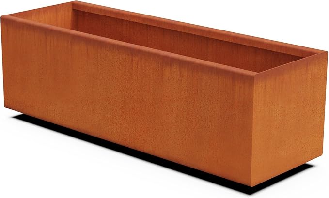 Corten Steel Planter Rectangle Outdoor Metal Garden Box Heavy Duty | Made in USA | Fully Assembled