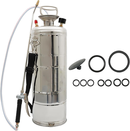 3 Gallon Stainless Steel Sprayer Hand Pump Sprayer with Pressure Gauge Safety Valve Adjustable Nozzle for Gardening Lawn and Cleaning